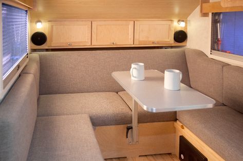 Lagun Table, Teardrop Camper, Teardrop Trailer, Diamond Plate, Leather Cushion, White Table, Water Systems, Step Inside, Floor Space