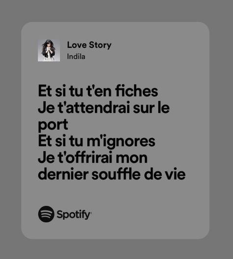 french spotify lyrics Je Te Laisserai Des Mots Lyrics, French Spotify Playlist, French Song Lyrics, Fallen Lola Amour Spotify Lyrics, French Songs, Love Songs Lyrics, Music Playlist, Lyric Quotes, Music Lyrics