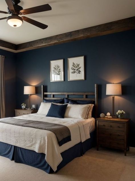 Deep Teal Accent Wall Bedroom, Dark Teal Wall Bedroom, Dark Teal Accent Wall, Teal And Brown Bedroom, Deep Teal Bedroom, Blue Teenage Bedroom, Teal Accent Wall Bedroom, Dark Teal Bedroom Ideas, Navy Bedrooms