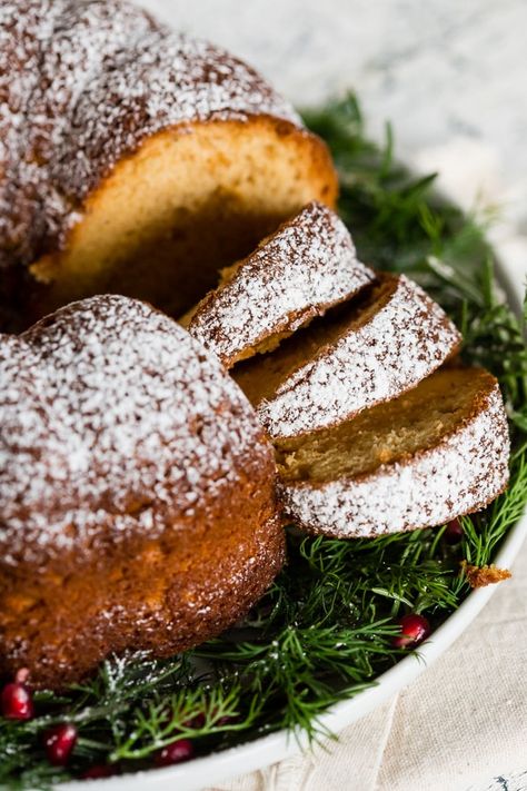 This cream sherry bundt cake is my favorite part about the holiday season. It's super simple to make and only uses 6 ingredients! Lightly dust with powdered sugar before serving and watch your guests fall in love with this tasty treat! Sherry Recipes, Bundt Pan Recipes, Best Cake Ever, Party Food Platters, Dinner Bread, Dessert Appetizers, Dessert Cupcakes, Food Platters, Tasty Treats