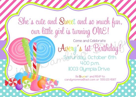 Awesome Lollipop Birthday Invitations Ideas Candy Land Printable, Lollipop Invitations, Candyland Lollipop, Candyland Invitations, Candy Invitations, Candy Land Birthday, Lollipop Birthday, Card Candy, Candyland Birthday