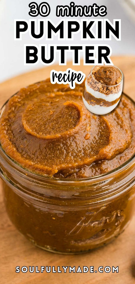 30 minute Easy Pumpkin Butter is cheaper than store-bought and has that homemade touch you can't buy at the grocery store. It’s like a jar of pumpkin pie filling but even sweeter and more delicious! Fresh Pumpkin Recipes Healthy, Pumpkin Bread In A Jar, How To Use Fresh Pumpkin, Pumpkin Filling Recipes Canned, Easy Pumpkin Butter, Pureed Pumpkin Recipes, Vegan Pumpkin Butter, How To Make Pumpkin Butter, Pumpkin Spice Butter