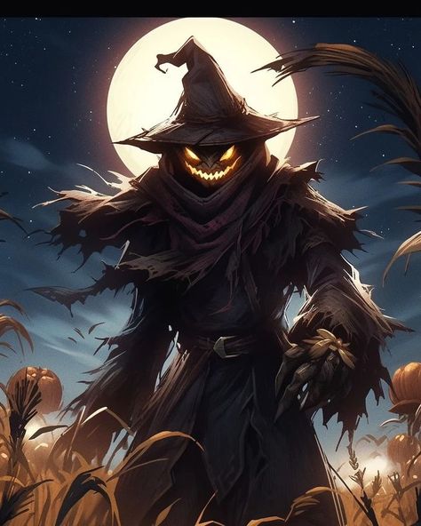 Pumpkin Head Character, Scarecrow Monster, Scarecrow Character, Scarecrow Art, Pumpkin Monster, Evil Pumpkin, Creature Artwork, Cosmic Horror, Dark Anime Guys