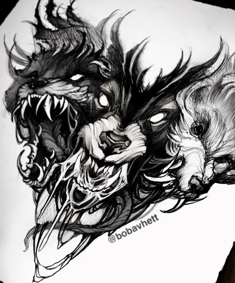 Evil Wolf Tattoo, Evil Wolf, Fenris Tattoo, Scary Wolf, Ink Master Tattoos, Backpiece Tattoo, Wolf Tattoo Sleeve, Throat Tattoo, Scary Tattoos