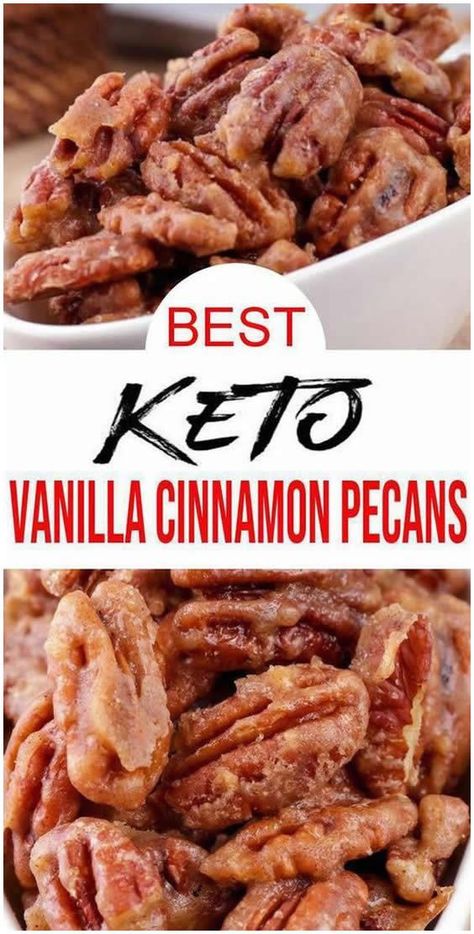 gluten free low carb vanilla cinnamon candy pecans Keto Pecans, Snacks Work, Candy Pecans, Coated Pecans, Low Carb Candy, Cinnamon Pecans, Breakfast Low Carb, Postre Keto, Keto Candy