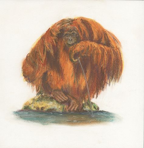 'Vulnerability - The Plight of the Organutan' by Lisa Miller. An illustration to show the plight of the Orangutan. The impact of the deforestation, loss of habitat and diet, showing not just the vulnerability of isolation, but mankind's impact which could ultimately lead to the extinction of this noble creature. 165 x 235 mm Pastel on Fabriano Pastel Paper Lisa Miller, Pastel Paper, Animals Art, Self Portrait, Habitat, Animal Art, Pastel, Diet, Saying Goodbye