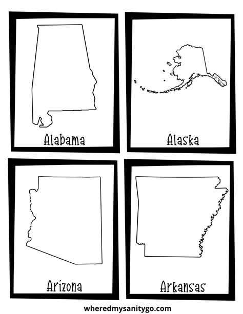 50 States Flashcards Free Printable for Learning the US Map States Map Printable, United States Map Printable, Us Map Printable, World Outline, Free Printable World Map, Blank World Map, World Map Outline, Kid Printables, World Map Printable