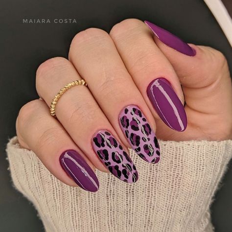 Purple Nails With Leopard Print, Purple And Cheetah Nails, Purple Leopard Print Nails, Purple Cheetah Nails, Purple Leopard Nails, Pink Leopard Print Nails, Uñas Animal Print, Pink Cheetah Nails, Gold Gel Nails