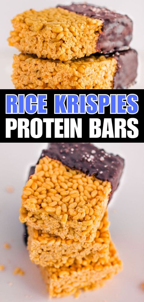 Indulge guilt-free with these Healthy Protein Rice Krispie Treats! Made with wholesome ingredients like peanut butter and protein powder, these treats are perfect for satisfying your sweet tooth while keeping you on track. They're crispy, chewy, and packed with flavor, making them an ideal snack for any time of the day. Whip up a batch and enjoy a delicious, protein-packed treat that's as fun to make as it is to eat. Classic Rice Crispy Treats Recipe, Protein Rice Krispie Treats, Healthy Rice Crispy Treats, Treats With Peanut Butter, Healthy Rice Krispie Treats, Protein Rice, Rice Crispy Treats Recipe, Real Food Snacks, Chocolate Breakfast