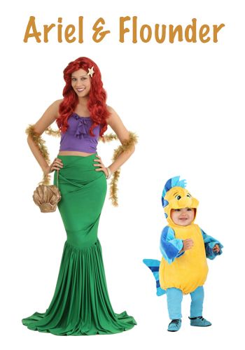 Ariel And Flounder Costume, Flounder Costume Diy, Flounder Costume, Easy Disney Costumes, Mermaid Halloween Costumes, Ariel And Flounder, Little Mermaid Costume, Mermaid Halloween, 80s Party