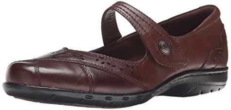 Rockport Cobb Hill  Womens Petra Mary Jane Flat  Brown 85 W US ** Click on the affiliate link Amazon.com on image for additional details. Shoes Storage, Women Flats, Brown Flats, Mary Jane Flats, Women's Flats, Pump Dress, Comfortable Sandals, Leather Cover, Womens Oxfords