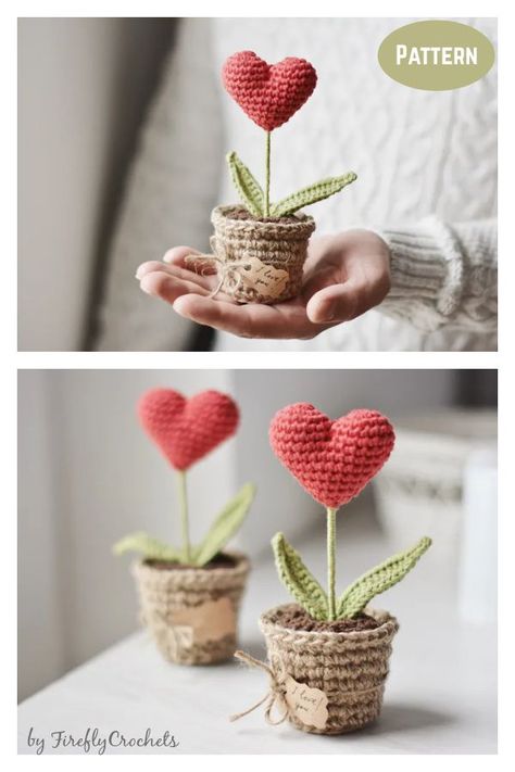 Crochet Valentine Patterns, Valentines Patterns, Crochet Bouquet, Bunny Crochet, Pola Amigurumi, Valentines Crochet, Crochet Plant, Crochet Decoration, Pola Sulam