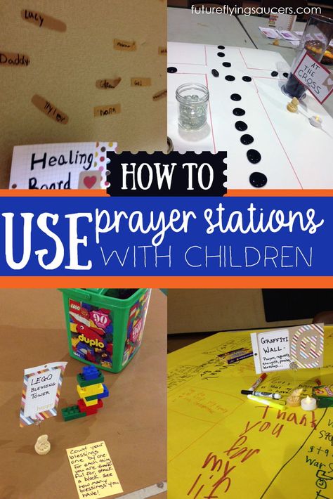 I have found that Prayer Stations are helpful to show kids ways to pray and to keep them focused. I have used them with great success with ages from preschoolers through adults. | Raising Prayer Warriors | Prayers | Kids who Pray Prayer Crafts, Ways To Pray, Prayer Stations, Sunday School Curriculum, Bible Object Lessons, Pray More, School Prayer, James 5, Prayer Station