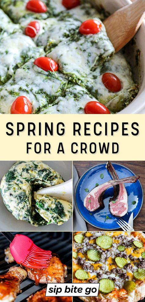 Easy Spring Recipes for a Crowd with text overlay Spring Recipes For A Crowd, Spring Dinner For A Crowd, Spring Entrees Dinners, Spring Dishes For A Crowd, Spring Meals For A Crowd, Best Shepherds Pie, Outdoor Grilling Recipes, Best Shepherds Pie Recipe, Easter Appetizers Easy