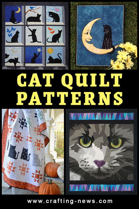 Cat Applique Designs, Cat Quilt Block, Bird Quilt Blocks, Cat Quilts, Cat Quilt Patterns, Pet Theme, Paper Pieced Quilt Patterns, Cat Applique, Hanging Quilts