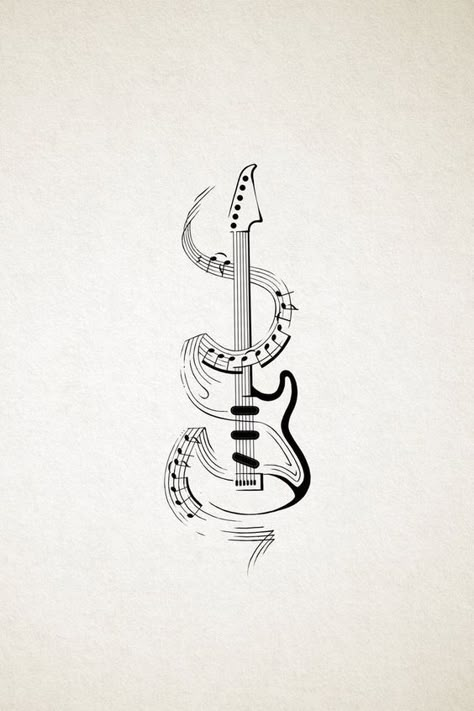 Guitar drawing Electric Guitar Tattoo Design, Music Aesthetic Tattoo, Guitar Names, Guitar On Wall Decor, Music Tattoo Ideas For Men, Guitar Notes Songs, Simple Guitar Drawing, Simple Guitar Tattoo, Guitar Notes For Beginners