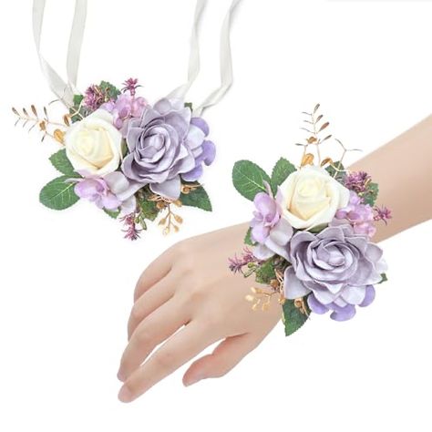 Purple Wrist Corsage, Lavender Corsage, Corsages For Wedding, Mother Of Bride Corsage, Bride Corsage, Wedding Wrist Corsage, Gardenia Flowers, Flowers Lilac, Prom Corsages