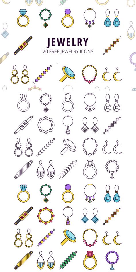 Jewelry Logo Ideas, Jewelry Icon, Crystal Jewelry Diy, Icon Jewelry, Jewelry Logo Design, Free Icon Set, Jewelry Logo, Free Icon, Cute Easy Drawings