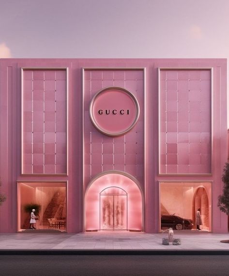 ig: @/puromerca Beauty Shop Decor, Business Office Design, Flower Shop Design, Shop Facade, Jewelry Store Design, Store Design Boutique, Visual Communication Design, Gucci Pink, Showroom Interior Design