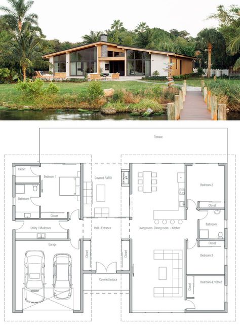 House Plan Dogtrot House Plans, Dog Trot House Plans, Dog Trot House, House Plans Modern, Casa Country, Plans Modern, Modern House Plan, Design Exterior, House Blueprints