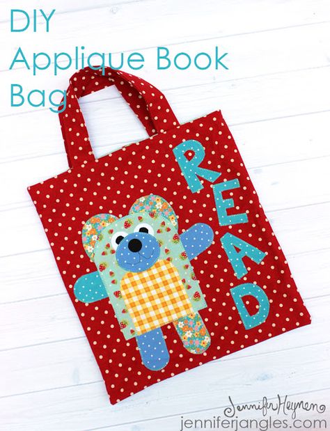 DIY Applique Book Bag with Jennifer Jangles Book Bag Diy, Applique Books, Baby Gifts To Make, Diy Applique, Museum Gift Shop, Fabric Crafts Diy, Diy Fabric Crafts, Fabric Postcards