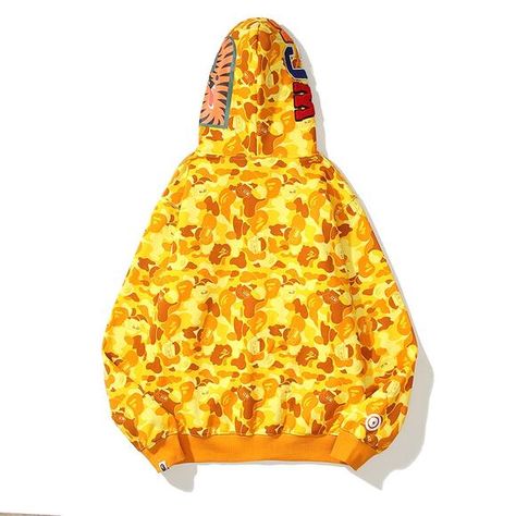 BAPE Yellow Hooded Sweatshirt Jacket Hooded Sweatshirt, Hooded Sweatshirts, Packaging, Men And Women, Brand New, Outfit Inspo, Sweatshirts, Yellow, Closet