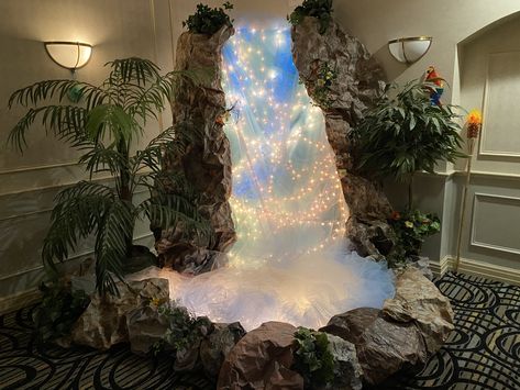 We created this beautiful waterfall for a Hawaiian Luau dance and it was the hit of the night! A perfect backdrop for photos and a great way to fill a large space. Waterfall Decoration, Luau Dance, Statue Of Unity, Backdrop For Photos, Vbs 2024, Hawaiian Luau, Beautiful Waterfalls, Statue, Quick Saves