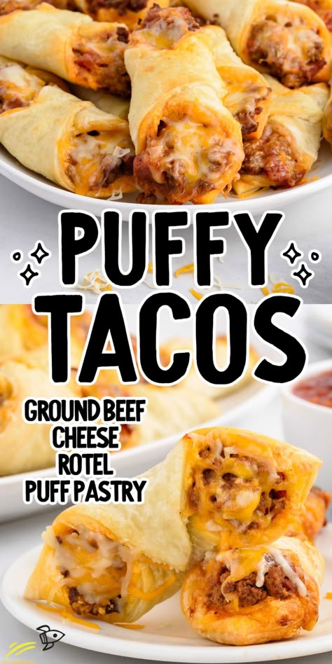 Puffy Tacos Recipe, Puffy Tacos, Healthy Hamburger, Dinner Sandwich, Taco Shells, Hamburger Meat Recipes, Hamburger Meat, Mexican Food Recipes Easy, Ground Beef Recipes For Dinner