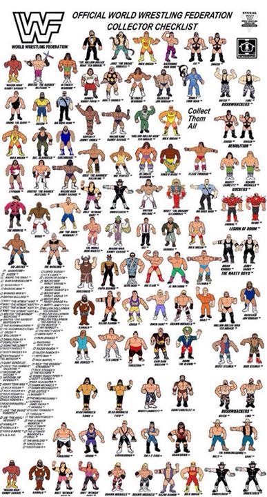 WWF Hasbro colour checklist Wrestling Images, Wrestling Pictures, Wwe Art, Wwf Hasbro, Wwf Superstars, Childhood Memories 80s, Wwe Toys, 80 Cartoons, Wwe Figures