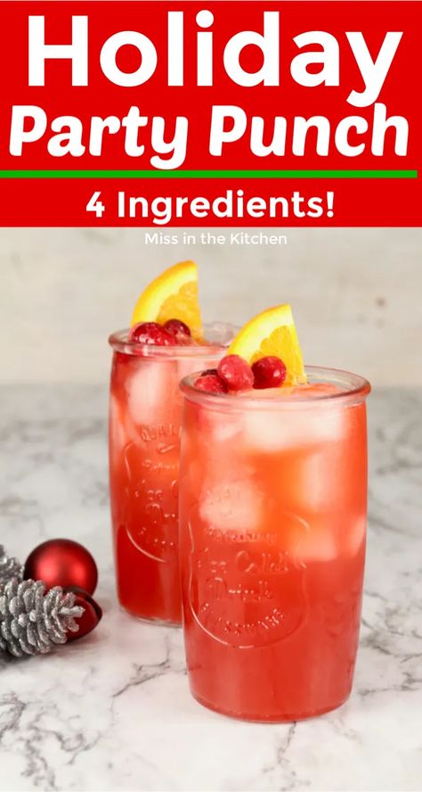 Christmas Punch With Hawaiian Punch, Hawaiian Punch Party Punch, Red Party Punch, Easy Holiday Drinks For Adults, Fun Christmas Drinks For Adults, Red Punch Recipe, Red Punch Recipes, Red Food Party, Punch Recipes Non Alcoholic