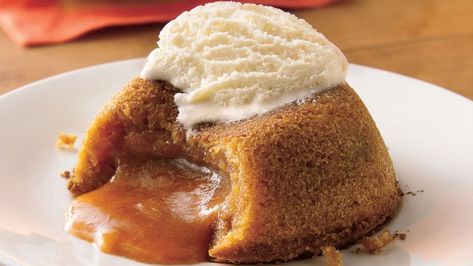 Try the butterscotch cousin to the favorite mini dessert with the delicious surprise molten center. Butterscotch Desserts, Rum Cakes, Butter Rum, Butterscotch Cake, Buttered Rum, Funnel Cakes, Mini Pie, Molten Lava Cakes, Individual Desserts