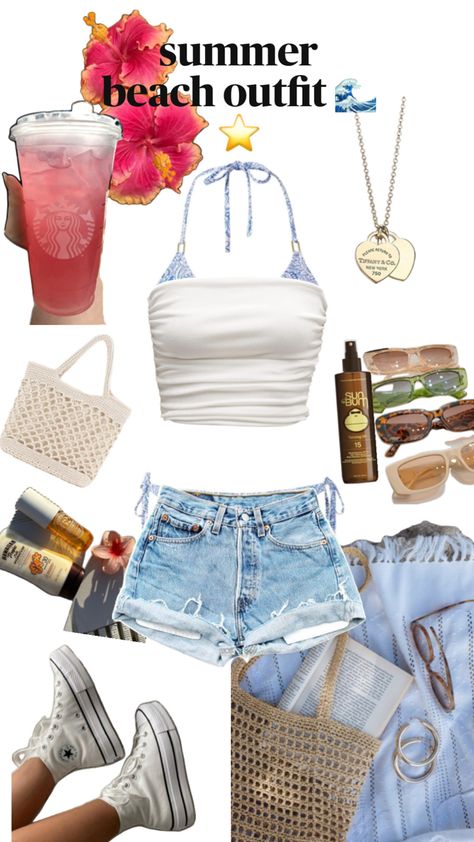 beach chill outfit and beach girl accessories Chill Beach Outfit, Beachy Outfit, Beach Girl Outfits, Beach Sunglasses, Summer Beach Outfit, Summer Bikinis, Beach Girl, Beach Outfit, Summer Beach