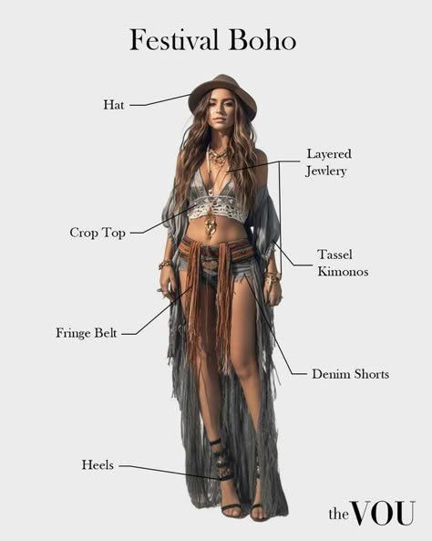 Wild Fashion Style, Hippie Music Festival Outfit Ideas, Boho Punk Style, Boho Outfits Festival, Festival Boho Outfit, Crssd Festival Outfit, Boho Punk Outfits, Festival Chic Outfit, Boho Layering Outfits