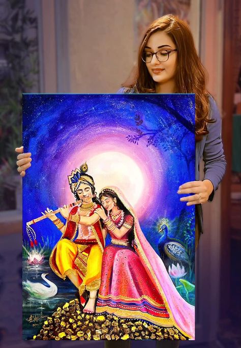 Radha Krishna Painting Tutorial, Canvas Radha Krishna Painting, Krishna Painting Abstract Canvases, Radha Krishna Modern Art Paintings, Radhe Krishna Painting Canvas, Radha Krishna Painting On Canvas, Radha Krishna Acrylic Painting, Radha Krishna Rangoli, Radha Krishna Canvas Painting