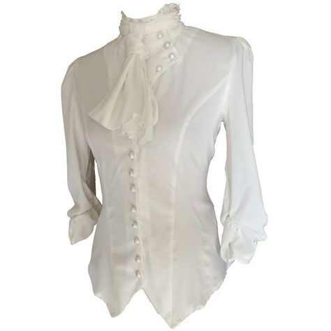 Ivory Cream Steampunk Gothic Victorian Button Blouse Top (16):... (58 CAD) ❤ liked on Polyvore featuring tops, blouses, cream blouse, button blouse, steampunk blouse, gothic blouse and white top Victorian Pirate, Pirate Blouse, Steampunk Blouse, White Ruffle Shirt, Victorian Shirt, Steampunk Pirate, Victorian Blouse, White Ruffle Blouse, Frilly Blouse