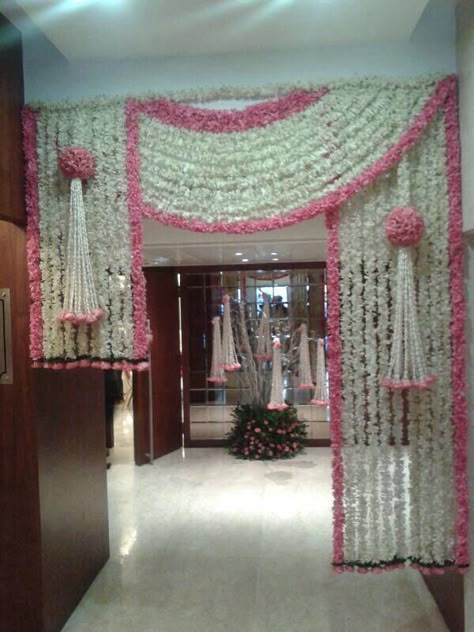 White & Pink Entrance Door Decor, Wedding Gate, Housewarming Decorations, Wedding Entrance Decor, Mandap Decor, Marriage Decoration, Diwali Decor, Mehndi Decor, Beautiful Wedding Decorations