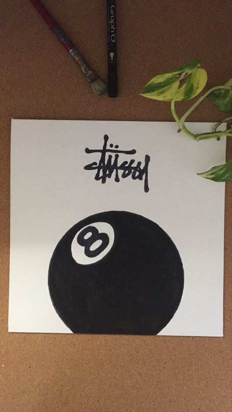 Stussy Drawing, Stussy Painting, Painting Logo, Cool Room Decor, Prismacolor Art, Contour Drawing, Iphone Lockscreen Wallpaper, Trendy Art, Small Canvas Art