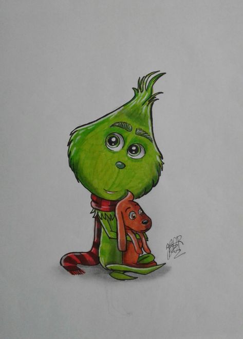 Christmas Grinch Drawings, Cute Grinch Drawing, Christmas Drawings The Grinch, Cartoon Grinch Drawing, Grinch Tattoo Design, Christmas Drawing Grinch, Art Sketches Christmas, Grinch Pencil Drawing, The Grinch Drawing Easy