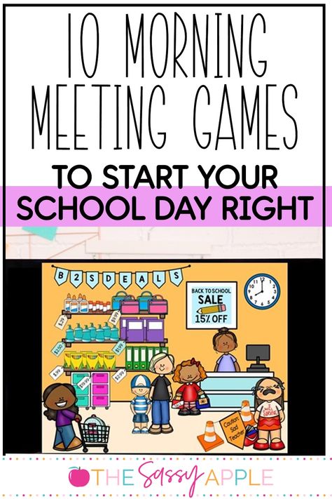 School Games For Kindergarten, Morning Classroom Greetings, Fun Days To Celebrate At School, Morning Meeting Prek, Morning Meeting For Kindergarten, Morning Meeting Games 3rd, Fun Morning Meeting Games, Morning Meeting Messages Kindergarten, Morning Meeting Activities Middle School