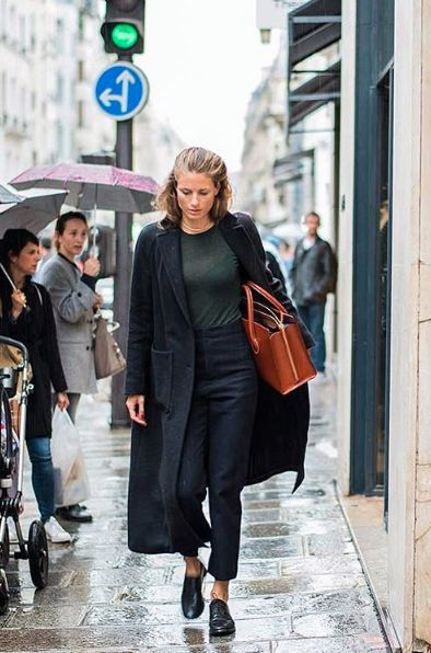 Long Green Wool Coat Outfit, Brogues Outfit, Street Mode, Simple Street Style, French Women Style, Looks Black, Parisian Chic, Autumn Outfit, Looks Style