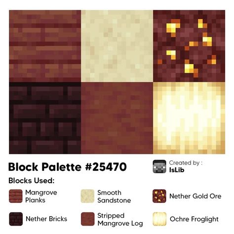 Mangrove Palette Minecraft, Minecraft Nether Color Palette, Minecraft Red Block Palette, Nether Brick Palette, Mangrove Block Palette Minecraft, Mangrove Block Palette, Mangrove Pallete Minecraft, Minecraft Red Palette, Minecraft Desert Block Palette