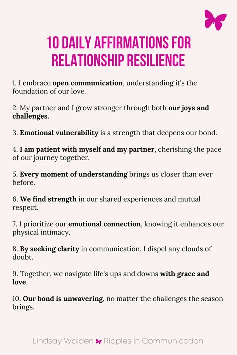 Boost your relationship's strength and understanding with these powerful daily affirmations. Designed for intimacy and connection, these words will uplift and inspire. Ready for a deeper bond? Click to embrace these affirmations for couples. Positive Affirmation For Relationship, Daily Affirmations For Relationships, Daily Affirmations For Couples, Relationship Words Of Affirmation, Daily Affirmations For Husband, Daily Affirmations For Healthy Relationships, Intentions For Relationships, Affirmation Love Relationships, Marriage Affirmations For Couples