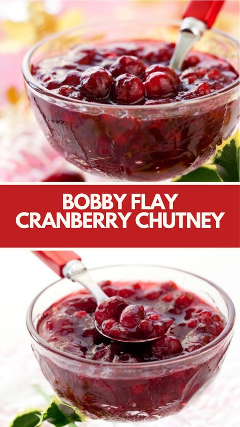 Bobby Flay Cranberry Chutney is made with diced red onion, ginger, serrano chile, water, sugar, cranberries, honey, lime zest, salt, pepper, and cilantro. This recipe requires a total time of 30 minutes and serves 6. Bobby Flay Cranberry Sauce, Apple Cranberry Chutney Recipe, Spicy Cranberry Relish, Cranberry Orange Chutney Recipe, Cranberry Savory Recipes, Cranberry Chutney Recipe Thanksgiving, Bob Evans Cranberry Relish Recipe, Cranberry Relish Recipes Thanksgiving, Cranberry Relish Recipes