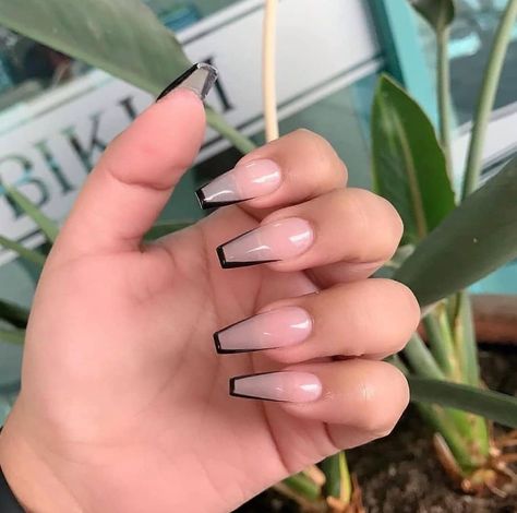 White Tip Acrylic Nails, French Tip Acrylic Nails, Cute Acrylic Nail Designs, Simple Acrylic Nails, Manicure Nails, Nails Only, Nails 2020, Acrylic Nails Coffin Short, Nails Black