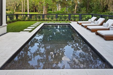 Pool Coping: Hottest Trends and Designs of 2023 — American Paving Design Grey Pool Coping, Pool With Concrete Surround, Pool Pavers Ideas, Pool Coping And Tile, Pool Coping Ideas, Travertine Pool Decking, Waterline Pool Tile, Pool Paving, Pool Vibes