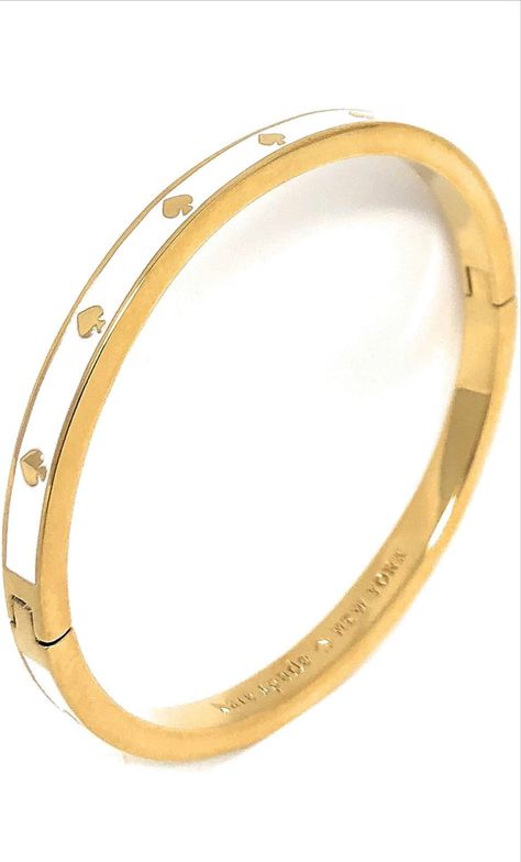 Bday Wishlist, Wishlist Ideas, Kate Spade Bracelet, Kate Spade Bangle, How To Look Expensive, White Gold Bangle, White Clothing, White Bracelets, Touch Of Gold