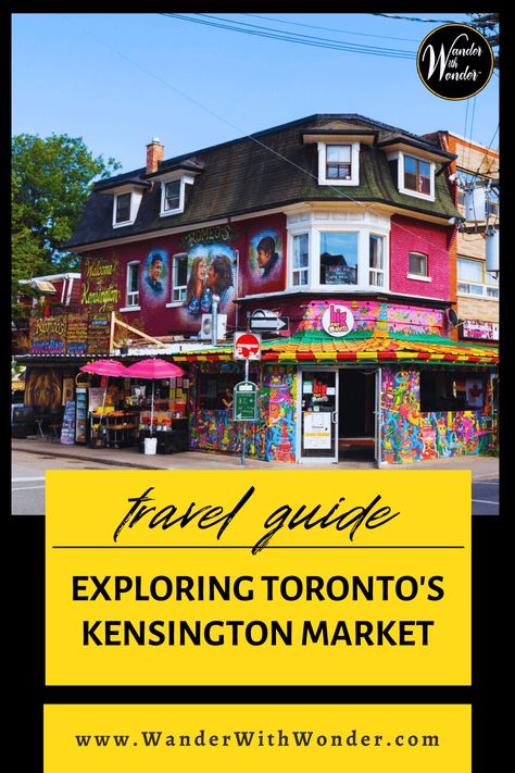 Experience the vibrant blend of cultures, food, and shopping in Toronto's Kensington Market. Read our Wander With Wonder article for things you must see when you visit Toronto. If you're a foodie, you'll love the blend of flavors. And so much shopping for everyone! Kensington Market is definitely a must-visit for every traveler! Kensington Market Toronto, Toronto Shopping, Kensington Market, Visit Toronto, Visit Vancouver, Dinosaur Tracks, Canada Travel Guide, Toronto Travel, Canada Destinations