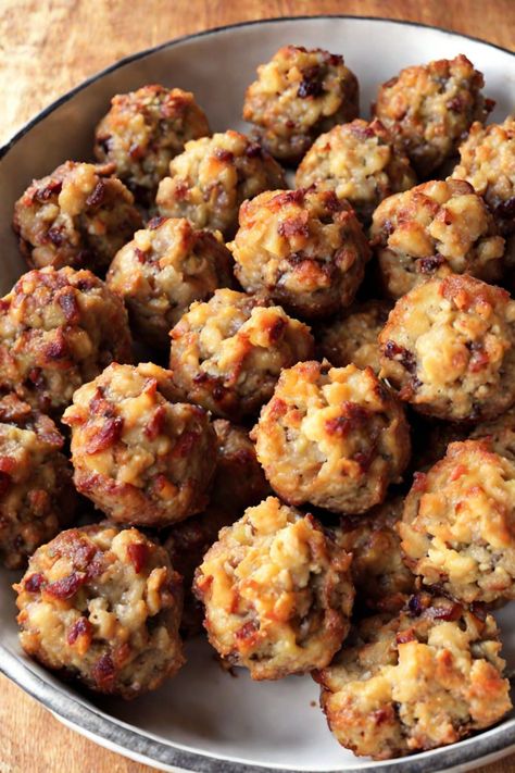 Gator Balls Recipe, Sausage Stuffing Balls, Eggnog Cheesecake Recipe, Stuffing Balls Recipe, Chicken Noodle Casserole Recipe, Eggnog Cheesecake, Stuffing Balls, Dried Sage, Noodle Casserole Recipes