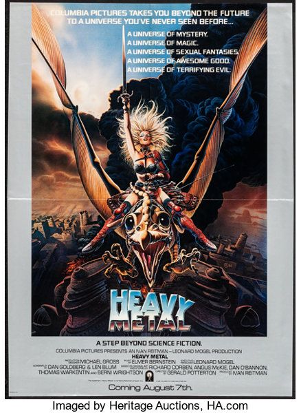 Heavy Metal 1981, Movie Advertisement, Heavy Metal Movie, Arte Heavy Metal, Shiny Background, Grand Funk Railroad, John Candy, Blue Oyster Cult, Heavy Metal Art