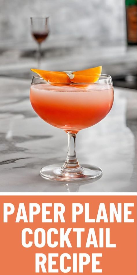 This Paper Plane cocktail is a perfect blend of herbal notes, bitter flavors, and a touch of sweetness, making it a well-balanced and refreshing drink. Inspired by the classic Paper Plane paper airplane, this cocktail is a perfect choice for happy hours, date nights, or even a cozy night in. So, let's dive into the history, ingredients, and simple steps of making this delicious cocktail. Paper Airplane Cocktail Recipe, Paper Airplane Drink, Paper Airplane Cocktail, Paper Plane Cocktail Recipe, Paper Plane Drink, Paper Plane Cocktail, Classic Manhattan Cocktail, Manhattan Cocktail Recipe, Plane Paper